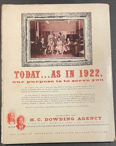 THE 150TH ANNIVERSARY OF VERNON-ROCKVILLE CT SESQUICENTENNIAL PROGRAM 1808-1958 - Bild 2 von 6