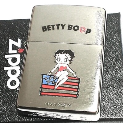 Zippo Oil Lighter Betty Boop 90th Anniversary Flag Silver Brass