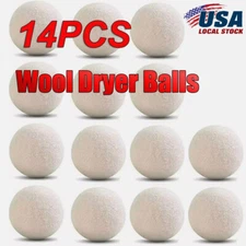14pcs Wool Dryer Balls Organic Reusable Wool Natural Laundry Fabric Softener Kit