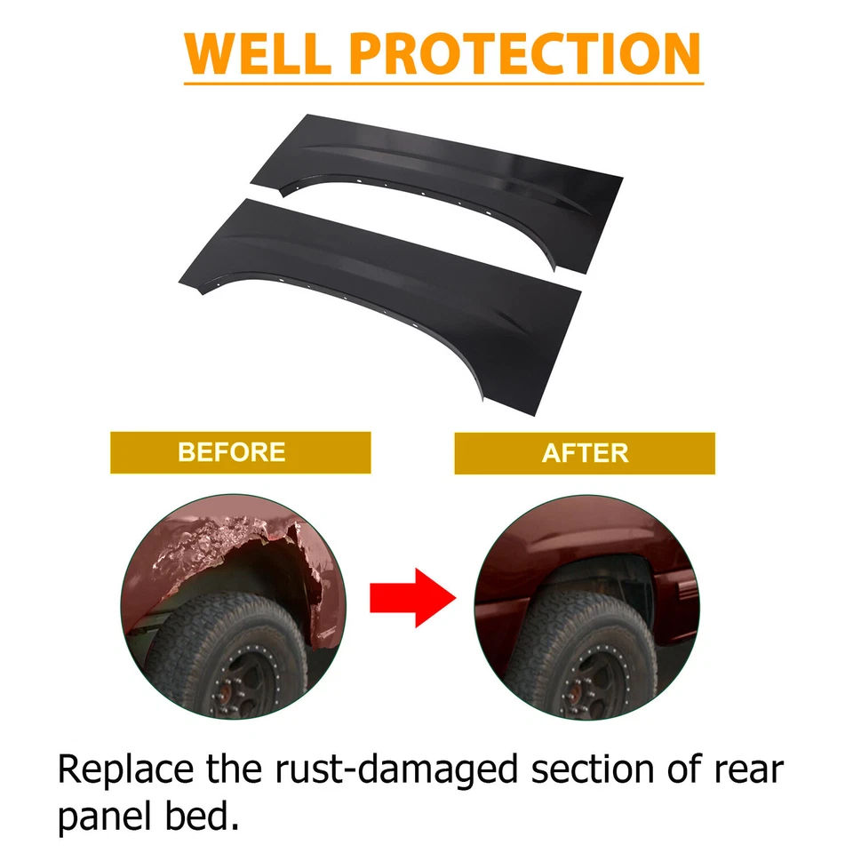 Wheel Arch Repair Panel Upper Rear Pair for 1999-2007 Chevy Silverado GMC Sierra - Image 4 of 4