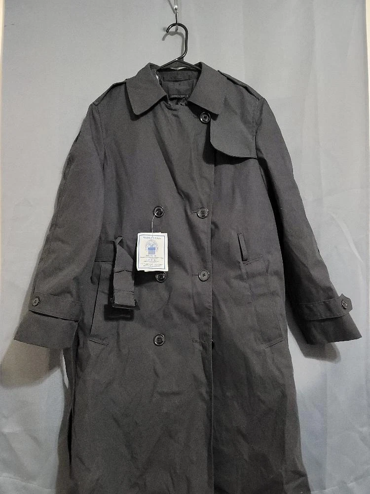 12L - DLA Garrison Collection Black Polyester Trench Coat #5q