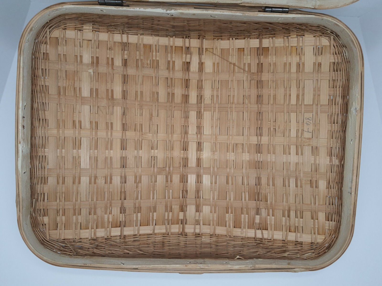 Vintage Wicker Picnic Sewing Basket Oval With Two Handles And Double