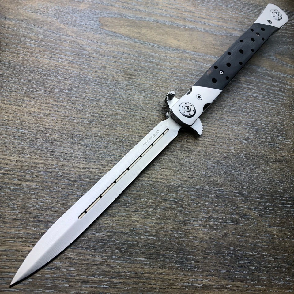 Navaja de Bolsillo TAC FORCE 13" Extra Grande MADERA DURA Asistida por Resorte Abierta STILETTO Foto 4 de 4