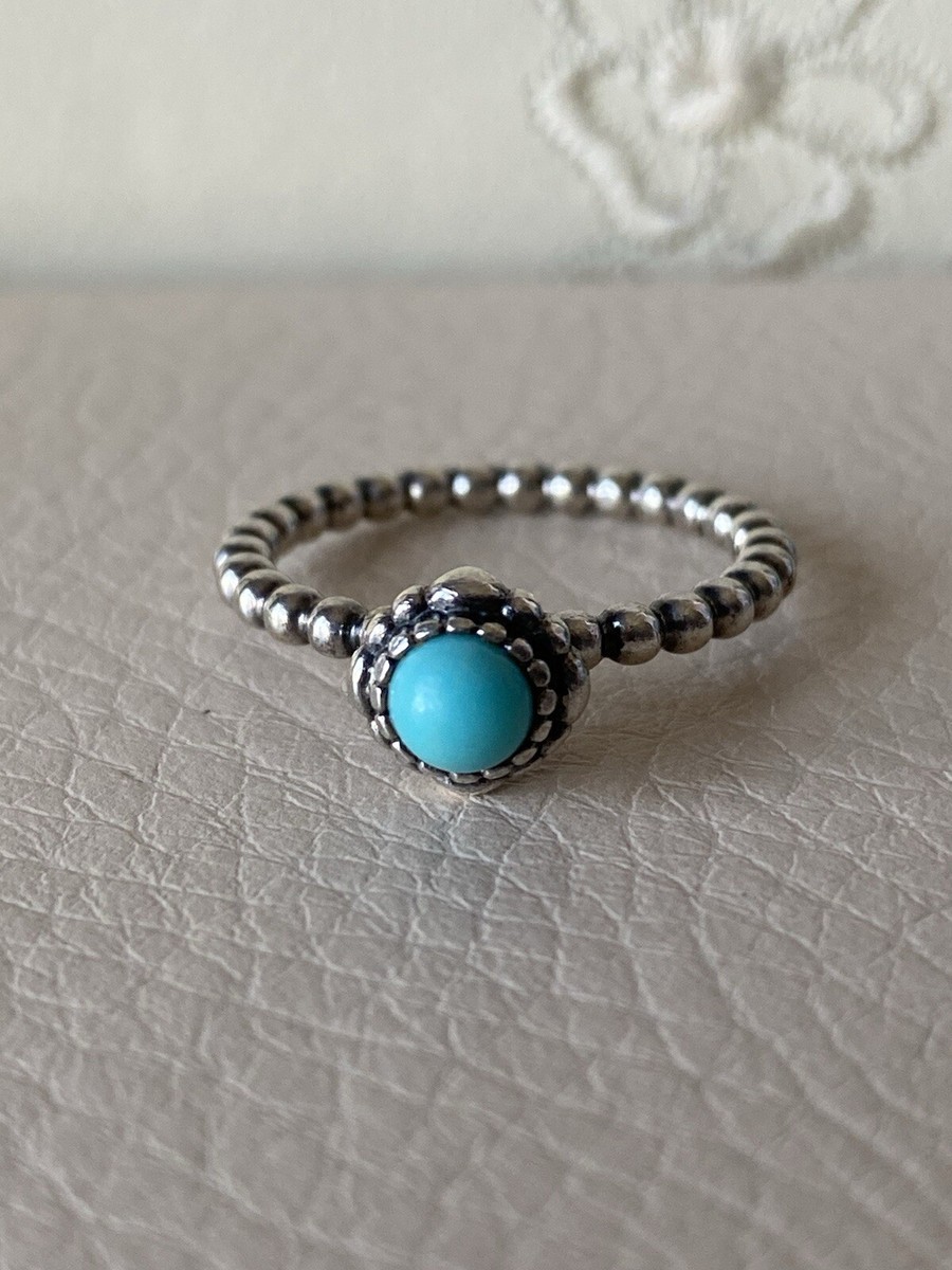 PANDORA DECEMEBER BIRTHSTONE RING TURQUOISE 190854TQ SIZE 56 UK