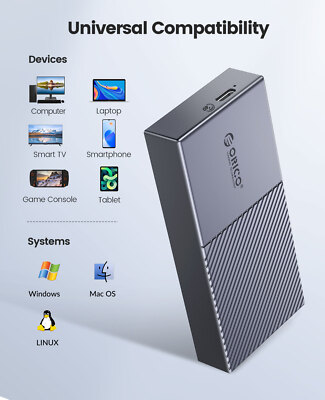 Case ORICO USB4 Per SSD M.2 NVMe, 40 Gbps, Alluminio Grigio Con Cavo USB-C