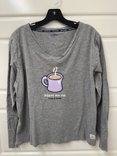 Taza de café 2XL Life Is Good Start Me Up gris dormir cuello en V Top A12