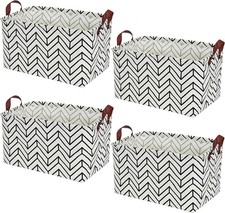 4 Pack Foldable Storage Baskets with Handles, Waterproof Storage Bins for Home,