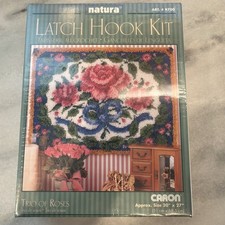 Natura Latch Hook Kit TRIO OF ROSES Caron International Crafts R700, Open