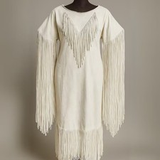 Women White Leather Powwow Dress: Native American Regalia with Fringed  Beaded