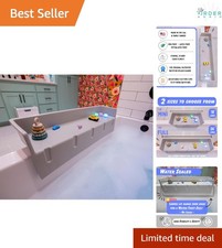 Bathtub Splash Guard Bath Shelf Kids Toddler Storage Organizer Gray