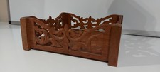 Hand Carved Wooden Decorative Tray Letter Rack Asian Pierced Carving