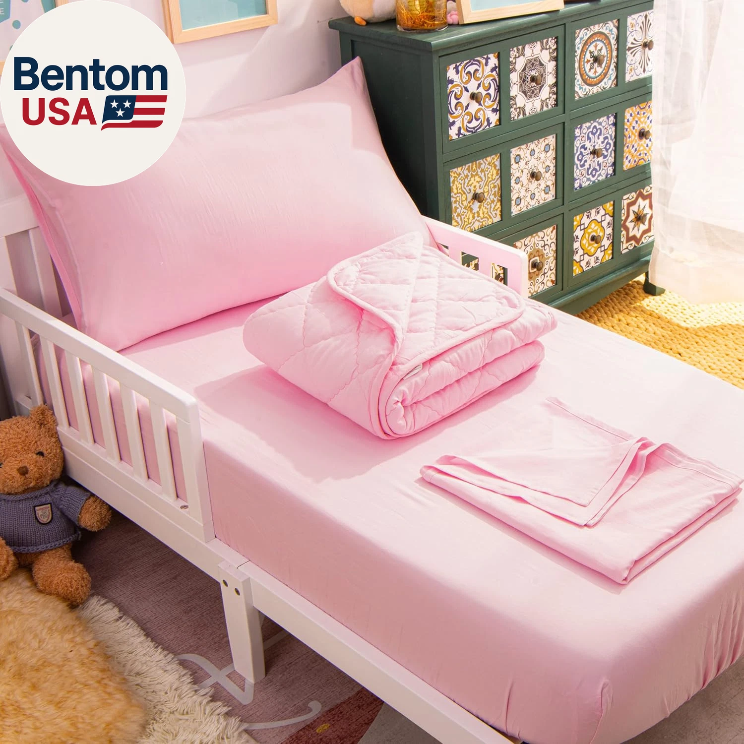 Toddler Bedding Set - 4 Piece Soft and Breathable Crib Bedding Set for Boys and