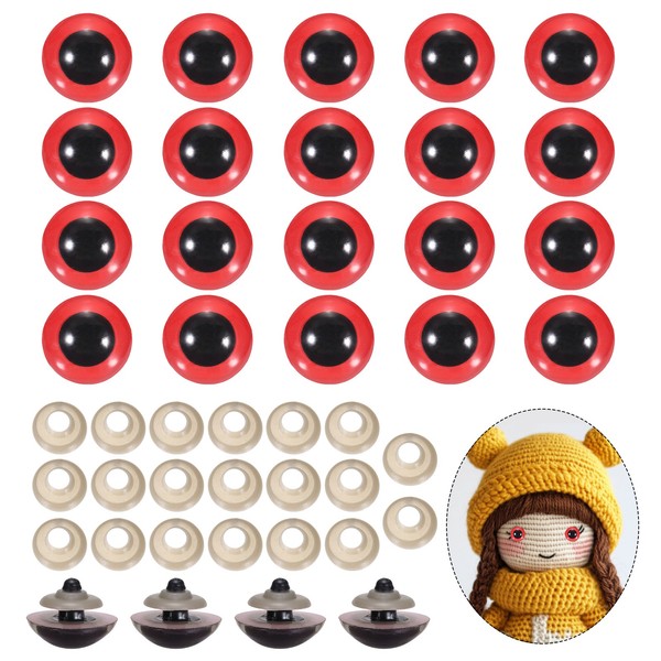 FüR Puppen, 26Mm Sicherheitsaugen, 20 StüCk Realistische HäKelaugen Rot-image