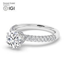 Round Diamond Engagement Ring 18k White Gold Labgrown 1.75 Ct Solitaire