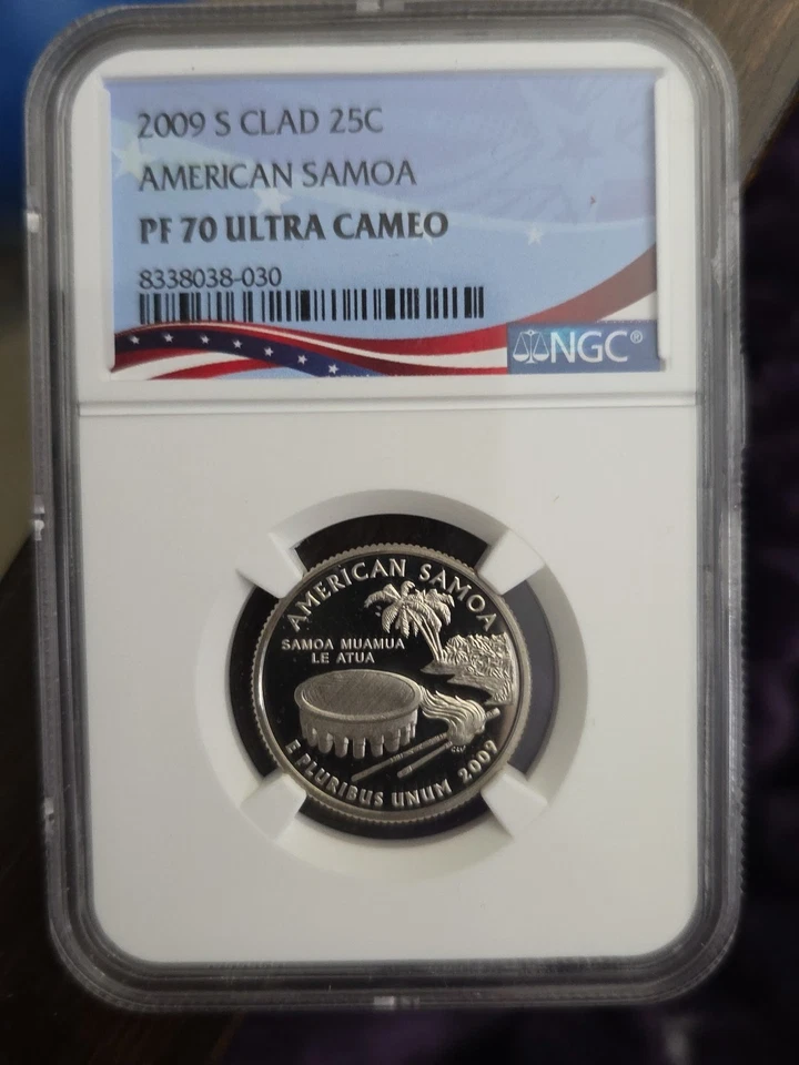 2009 S Clad 25c Quarter U.S. Territories American Samoa NGC PF 70 Ultra Cameo - Image 2 of 3