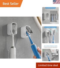Toothbrush Holder Wall Mount Dispenser Organizer for Bathroom  Travel 2PCS