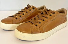 Taos Plim Soul Lux Caramel Brown Leather Sneakers Womens Size 8.5 Casual Shoes