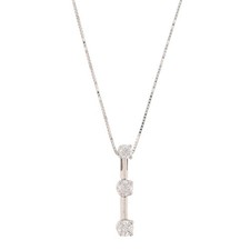 .20ctw Diamond Three-Stone Vertical Bar Pendant on 17" Necklace 14k White Gold