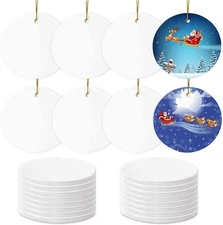 Sublimation Ceramic Ornaments - Bulk White Round Porcelain Ornament Blanks for