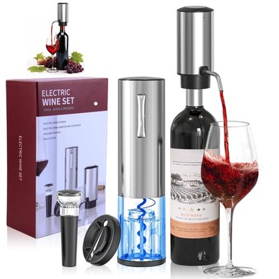 4-in-1 Rechargeable Electric Wine Opener Wine Aerator Gift Set with Electric ...