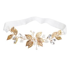 Golden Wedding Bride Garter Crystal Pearl Bridal Elegant Leg Band