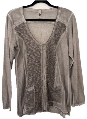 Tredy Jacke Strickjacke Hoodie Jacke Cardigan Gr 42  ( 40 44 ) asche grau beige