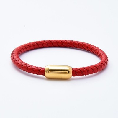 Simple Classic Leather Rope Chain Charm Bracelet Stainless Steel Unisex Jewelry