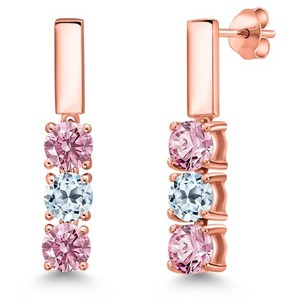 Authentic 1.70 Ct Pink Lab Grown Diamond Sky Blue Topaz 18K Rose Gold Plated Silver
