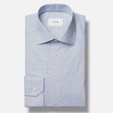 Eton Men's Blue Slim-Fit Check Shirt Size 39/15.5
