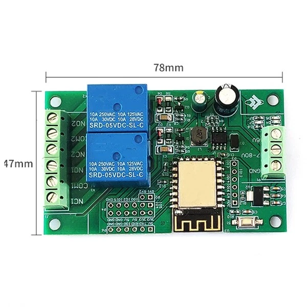 ESP8266 ESP-12F WIFI Relay Module 2CH 5V/8-80V Relay Develop Board for 2816