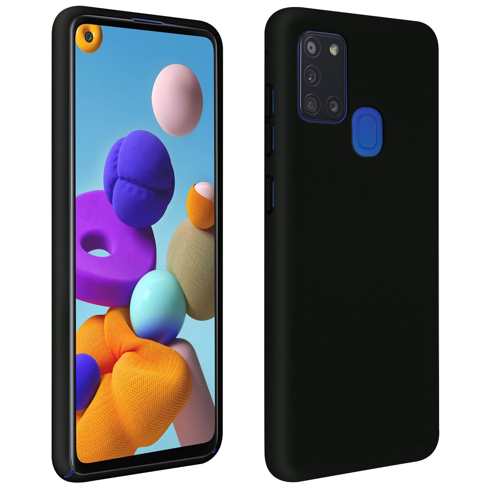 Coque Galaxy A21s semi-rigide noire protection arrière soft touch