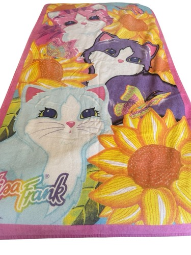 Vintage Lisa Frank Beach Towel Cats Sunflower Colorful 90s