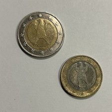 Germany 1 And 2 Euro Coin Lot Bimetallic Eagle J F
