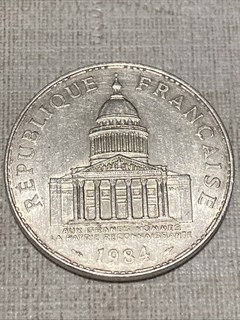 100 francs argent Pantheon 1984