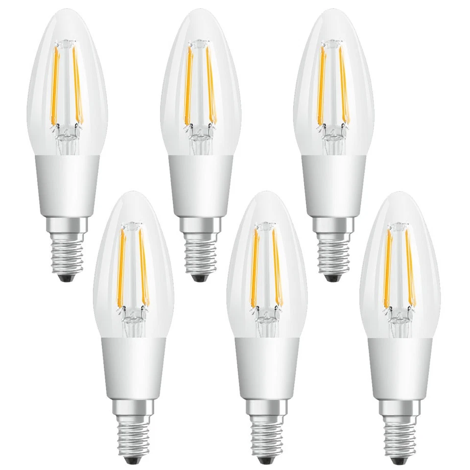 6 x Osram LED Filament Kerze 5W = 40W E14 klar warm Glowdim 2200K-2700K DIMMBAR - Bild 2 von 4