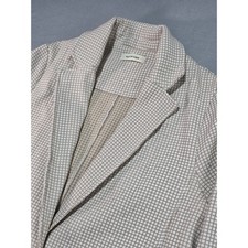 Max Studio Tan White Grid Print One Button Blazer Jacket 2701R22 Womens