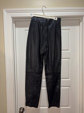 Vintage Leather by Toby High Waisted Black Leather Pants Tapered USA Made Size 9