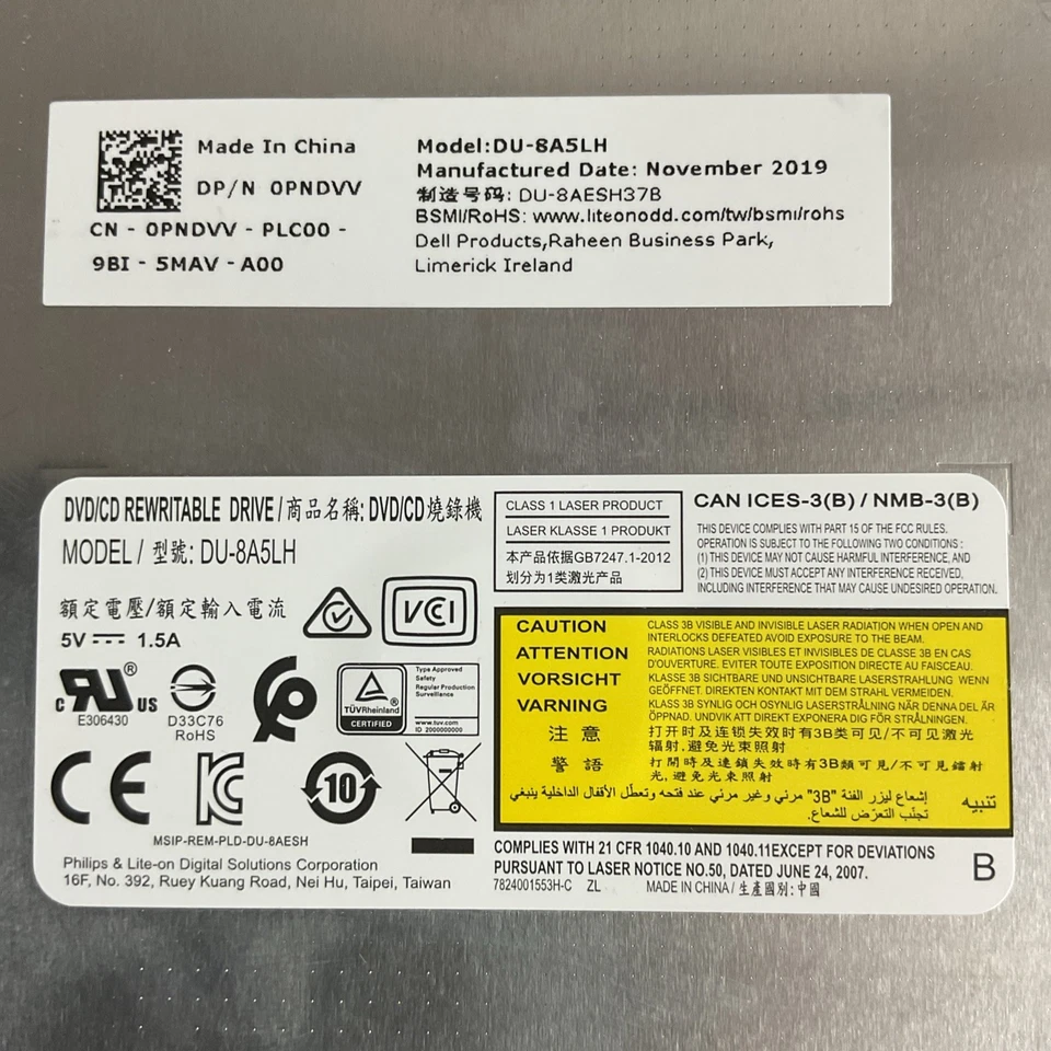 Dell OptiPlex Slim DVD RW Drive Caddy Bracket 0PNDVV DU-8A5LH Untested - Image 2 of 4