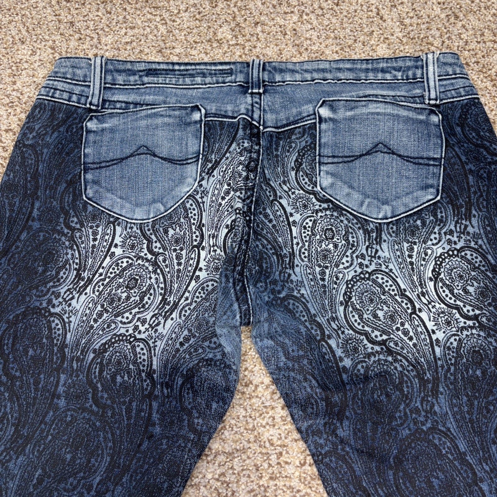 Azzure Love Life Denim Vintage Paisley Pront Jeans Dark Wash 34x33 Fits 36 X 32 - View 14