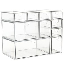Acrylic Makeup Organizer, 10 Drawers Clear Storage Organizer Desktop Stackabl...