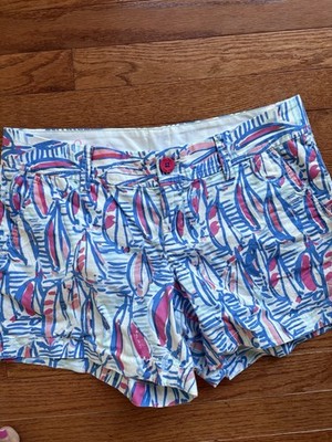 Lilly Pulitzer Shorts Sailboats Red White Return Callahan Shorts Size 8