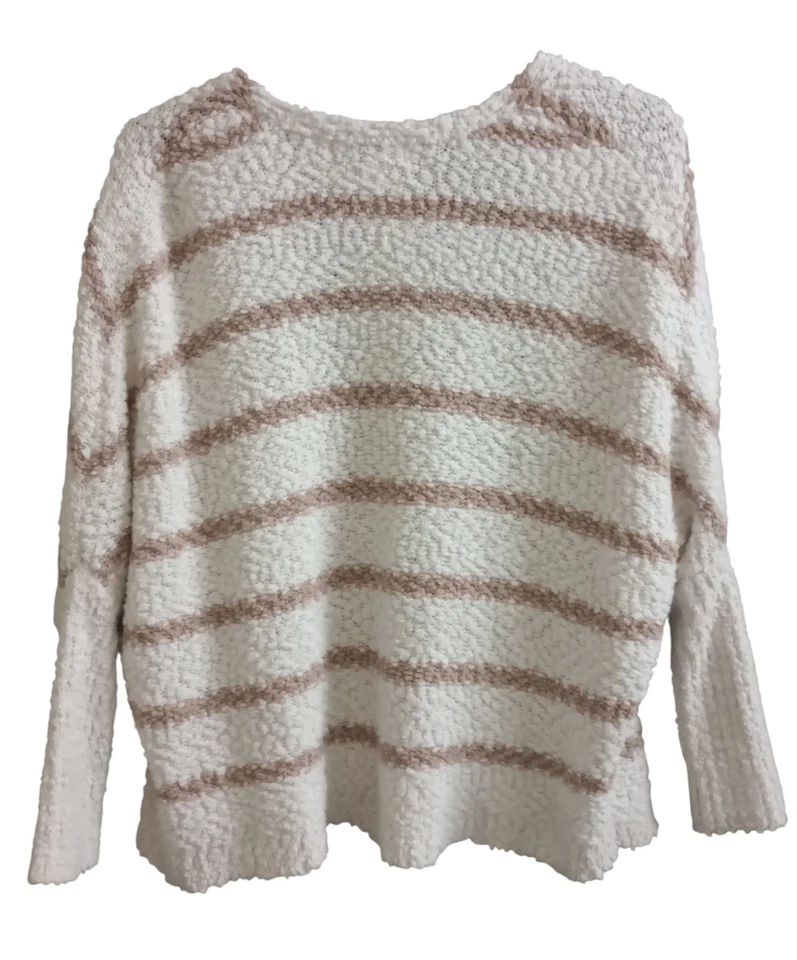 C&C California Cárdigan Suéter Frente Abierto Rayas Bolsillos Boucle Acogedor Pequeño Foto 2 de 4