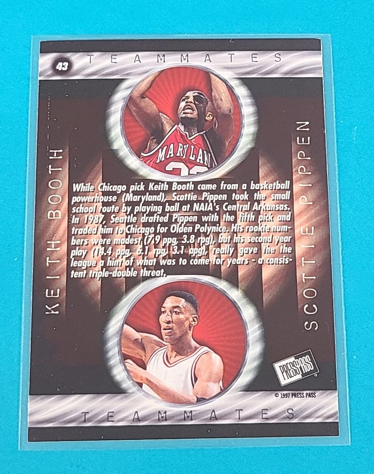 Tarjeta Press Pass Double Threat #43 1997 Keith Booth/Scottie Pippen Bulls I6 Foto 2 de 2