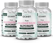 1-3 bottles Organics Ocean Pure Magnesium Glycinate Zinc Strength Chelated hot