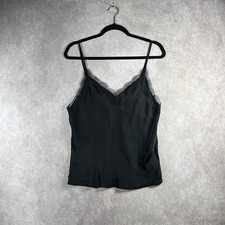 Victoria's Secret Camisole Womens Medium Black Lace Trim Sleeveless V-Neck Tank