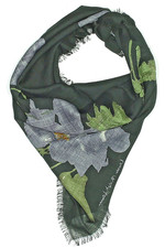 Pristine Ralph Lauren Floral Scarf 100 Wool - Green - Black - Blue/Gray
