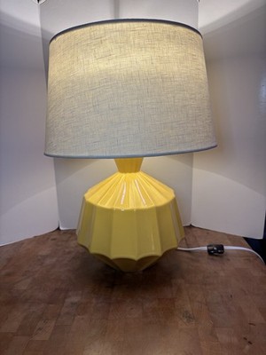 Yellow Ceramic Orion Table Lamp With Shade 17.5  Robert Abbey?