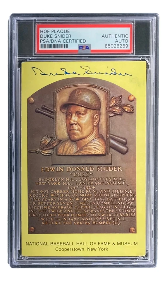 Duke Snider Signed 4x6 Brooklyn Dodgers HOF Plaque Card PSA/DNA 85026269 - Image 4 of 4