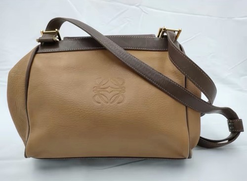 Loewe Anagram Logo Brown Crossbody Bag, Magnetic Closing, Adjustable Belt Strap