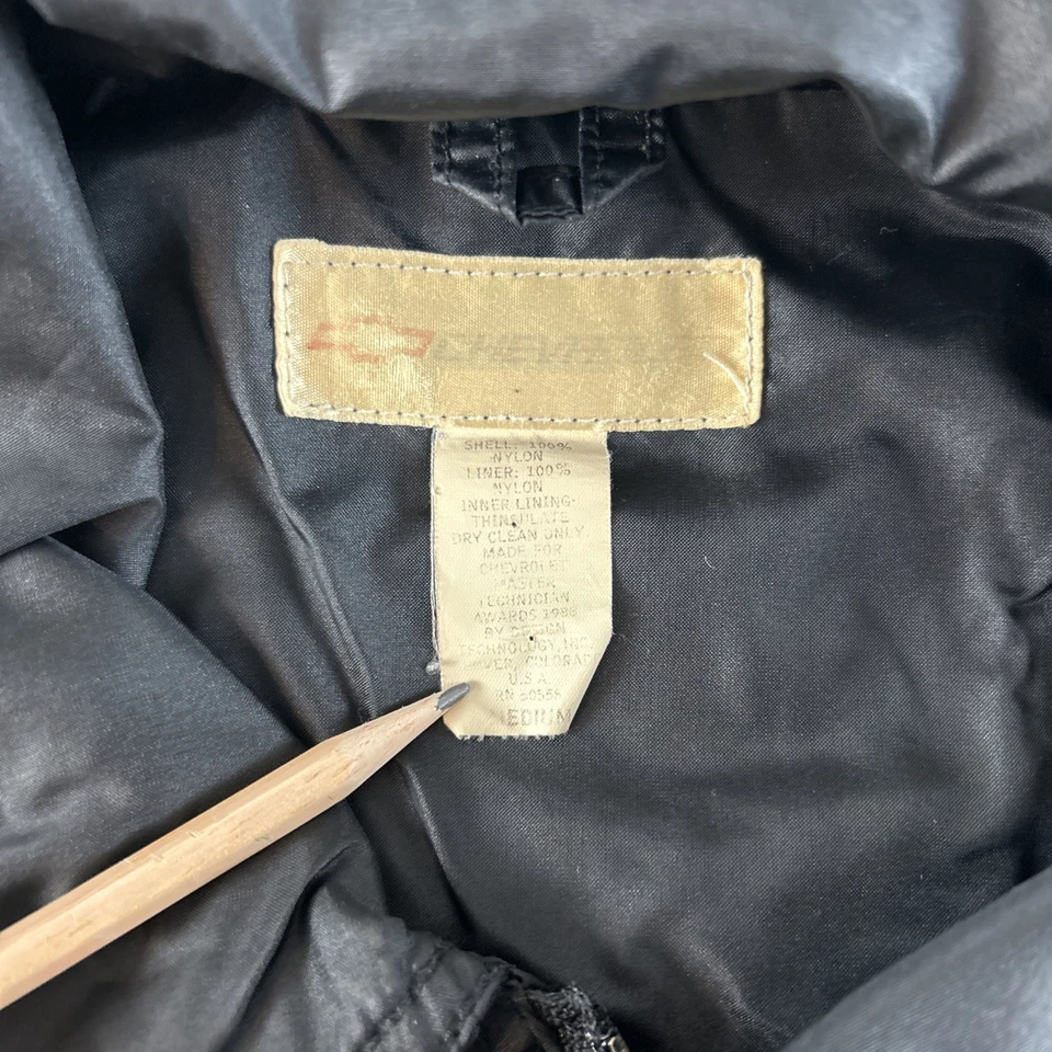 VTG Chevrolet Windbreaker Jacket Mens Medium Black Snap Embroidered Y2K #8298 - Image 2 of 4